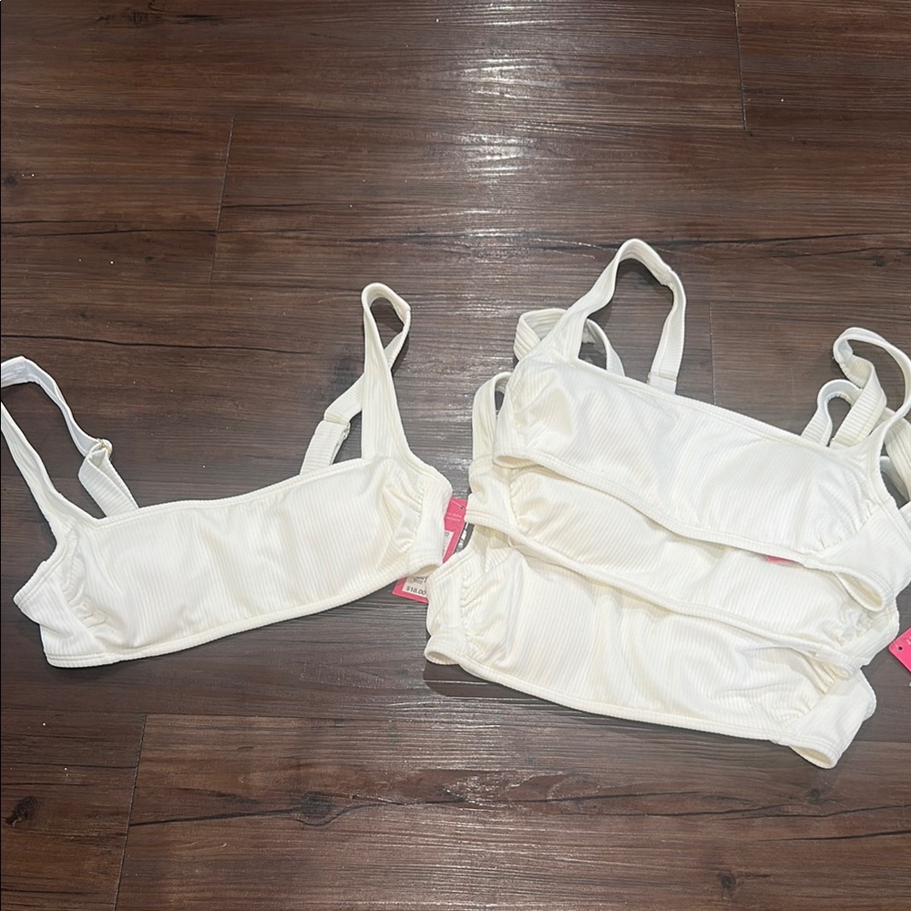 Xhilaration Womens Ribbed Square Neck Bikini Top White Small S NWT
